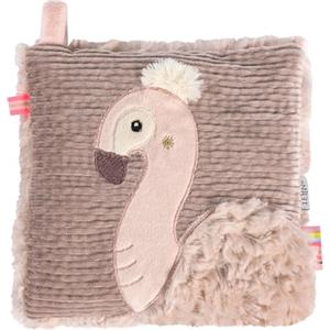 Fehn Cuscino con noccioli di ciliegia a forma di fenicottero, cuscino per le coccole con sacchetto termico e rinfrescante rimovibile, per neonati e bambini piccoli