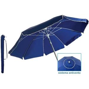 GARDENIA Ombrellone Mare Blu 200 cm con Snodo Antivento - Palo Alluminio 32mm, Tinta Unita, con Sacca Trasporto- Ideale per Spiaggia o Piscina, Giardino