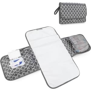 XIANTIAN Fasciatoio portatile per pannolini, pieghevole, da viaggio, con tasche portaoggetti, per bambini, neonati e neonati, per casa all'aperto (grigio)