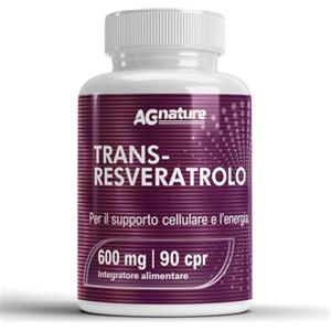 AG nature Trans Resveratrolo 600mg Antiossidante Puro 90 Compresse con NAD, Quercetina, Piperina, Acido Alfa Lipoico e Astragalo