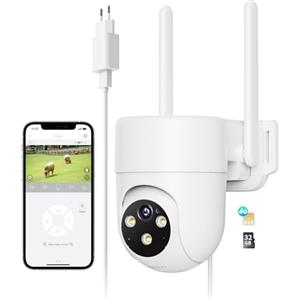 NUASI 4G LTE Telecamera con Sim e Scheda 32GB Esterno, 24/7 Continua Registrazione 2K Videocamera Sorveglianza PTZ 360°, con AI Rilevamento Umano e Visione Notturna a Colori, Audio Bidirezionale