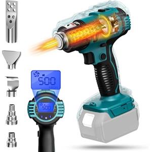 TASDISE Pistola ad aria calda, pistola ad aria calda, temperatura regolabile 50 ℃-550 ℃, ventilatore ad aria calda senza fili, compatibile con batteria Makita 18 V, pistola ad aria calda, brushless