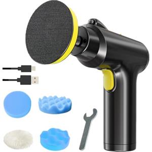 YOPOTIKA Mini lucidatrice auto senza fili, set di lucidatrici per auto, con 5 tamponi, lucidatrice auto per la pulizia dell'auto, la lucidatura e la ceraturaer la pulizia della cera