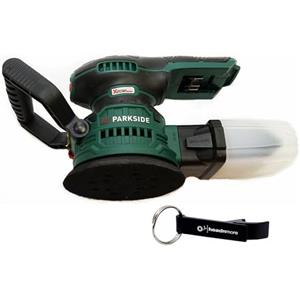 HEADNMORE® Pacchetto con la levigatrice orbitale Parkside® 20 V a batteria PAEXS 20-Li B2 e l'apribottiglie HEADNMORE® come portachiavi (senza batteria)