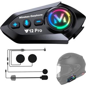 Greatzer Interfono Moto Casco Auricolare Bluetooth 5.4 Casco Moto Coppia con Doppio Chip per Multitasking Audio Cuffie 500M Sistema di Comunicazione Casco 2 Motociclisti Compatibile con Tutti i Caschi