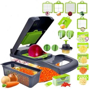 SGAONSN Mandolina per Verdure Professionale,Multifunzione Tritatutto Affettatrice Manuale,Taglia Verdure Cucina in Acciaio Inox per Patate,Carote,Cipolle