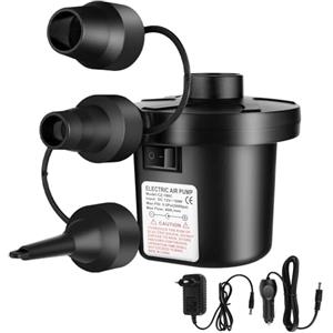 Auauraintt Pompa ad Aria Elettrica, Pompa Elettrica per Materasso Gonfiabile 2 in 1 Gonfia Sgonfia, Gonfiatore Elettrico Portatile con 3 Ugelli, per Materassino Campeggio, Divano Piscina, Gommone Salvagente