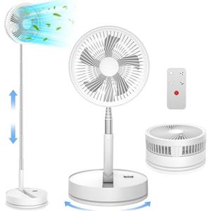 LBSTP Oscillante Ventilatore a Piantana Silenzioso con Telecomando - 9'' ventilatore pieghevole telescopico portatile 7200mAh USB Ricaricabile Fan per Camera da Letto Viaggio Campeggio