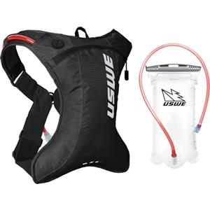 USWE Outlander Moto - Zaino idrico per corsa, escursionismo, con sacca d'acqua, per uomini e donne, zaino per attrezzatura e attrezzatura per ciclismo, MTB (nero, 2L)