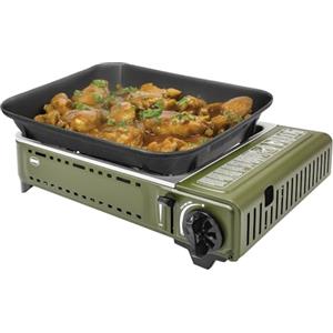 Amig - Campeggio Gas| Cucina Portatile | Fornello Grill - Griglia In Fusione In Alluminio | Con Vassoio Raccoglie Grassi In Acciaio Inox | 1,8 Kw Potenza