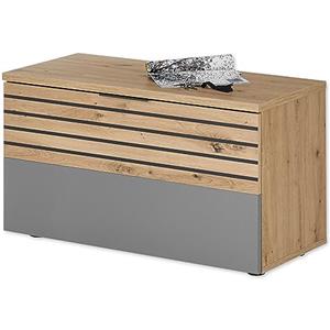 Stella Trading Milan-Scarpiera con Seduta, Effetto artisano, Moderna Panca con Spazio per Il corridoio, Legno, Grigio/Rovere Artigianale, 85 x 48 x 38 cm