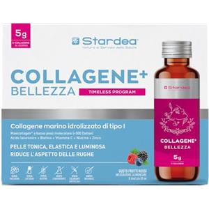 STARDEA Srl STARDEA COLLAGENE + BELLEZZA SHOT | 5g di COLLAGENE DA BERE MARINO IDROLIZZATO DI TIPO 1 E ACIDO IALURONICO + VITAMINA C | SENZA ZUCCHERO | GLUTEN FREE | 8 FLACONCINI Da 50 ml