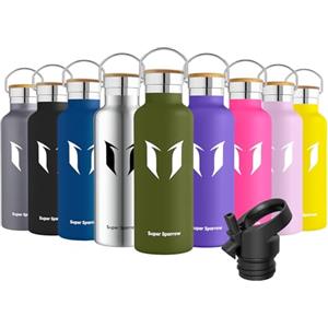 Super Sparrow Doppia Parete in Acciaio Inox Coibentato Bottiglia di Acqua - 500ml - Isolante Della Borraccia - Perfetto Borraccia Termica - Privo di BPA, BPS, Ftalati