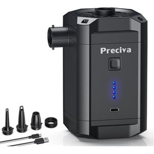 Preciva Pompa Gonfiabile a Batteria ad alta capacità 5200mAh | Pompe elettriche gonfiabili/estrattore portatili | Materassi Gonfiabili Rapidi, Materassi da Campeggio, Piscine Gonfiabili