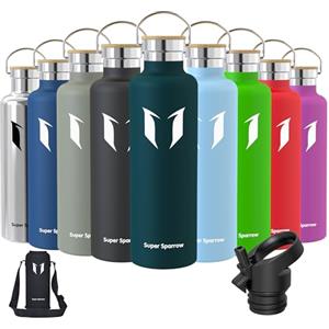 Super Sparrow Borraccia Termica 1L, Bottiglia Termica Senza Perdite - Senza BPA Borracce, per Bambini, Scuola, Sport, Campeggio, Yoga, Palestra, Ciclismo