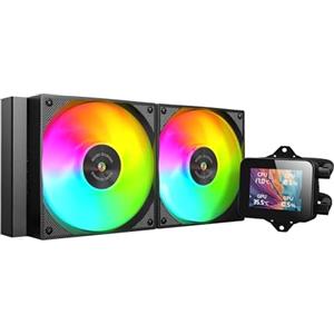 Mars Gaming ML-VISION240, Raffreddamento a Liquido AIO, TDP 500W, 2X Ventole ARGB con Nucleo in Rame e Alluminio FDB, Schermo LCD IPS 4:3 Rotazione a 360° e Software, Multisocket Universale, Nero