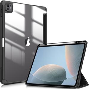 FINTIE Custodia per iPad Pro 13 Pollici (M4) 2024 con Pencil Holder - Sottile Leggero Trasparente Cover Posteriore con Bordo in TPU Morbido, Nero