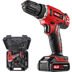 Valex 1429387 Trapano Avvitatore a Batteria al litio 18V FAMILY-TECH 218, in Valigetta, 0-650 Giri/min, 2 Batterie incluse, Rosso, 3/8_pollice