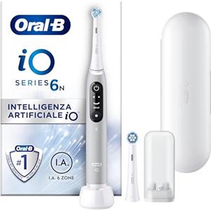 Oral-B Spazzolino Elettrico Ricaricabile iO 6 Grigio, 2 Testine Di Ricambio, 1 Custodia Da Viaggio. 1 Spazzolino
