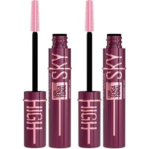 Maybelline New York Mascara Sky High Lash Sensational Volumizzante e Allungante Colore Burgundy Haze con Scovolino Flessibile per Ciglia Lunghe Definite - Set da 2