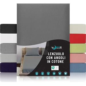 Dreamzie Lenzuolo Con Angoli Cotone - 180x200 - Oeko Tex certificato - Grigio Antracite - Lenzuolo con Angoli Matrimoniale 180x200