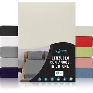 Dreamzie Lenzuolo con Angoli Cotone - 180x200 - Oeko Tex Certificato - Beige - Lenzuolo con Angoli Matrimoniale 180x200