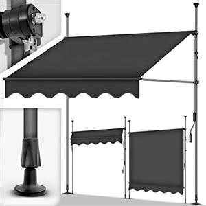 tillvex Tenda da Sole a Bracci con Manovella 350cm | Protezione per Il Balcone, Regolabile, Senza Forare, a Manovella | Tenda Resistente per Esterno ai Raggi UV e Regolabile in Altezza