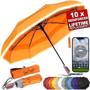 Royal Walk Ombrello Pieghevole Antivento Da Pioggia Compatto E Forte Lussuoso Vero Manico Di Legno Ombrello Portatile Automatico Aperto Chiuso Resistenti Ventilato Doppio Baldacchino Per Uomo e Donna