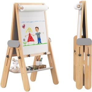 BanaSuper Cavalletto per Bambini, Cavalletto da Pittura Regolabile in Altezza, Lavagna Pieghevole per il Gioco Creativo dei Bambini, Cavalletto Doppio Faccia con Lavagna Magnetica e Lavagna Bianca