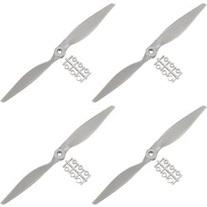 QUARKZMAN RC Eliche 2 Paletta Lame Attrezzi 11x7 Pollici Grigio con Adattatori Cerchi per Elettrico Aereo Aereoplano, 4pz