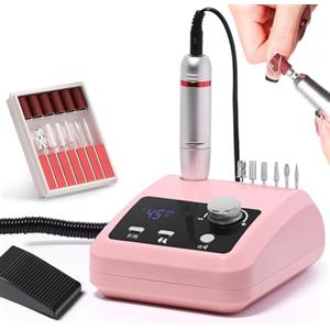 Ysislybin Fresa Per Unghie, Fresa Per Unghie da 45000 Giri Al Minuto Per Unghie in Gel Set Per Manicure Elettrico con 45 Livelli Regolabili Lima Per Unghie Elettrica Per Uso Domestico e Centri Estetici