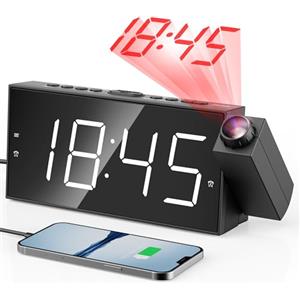 Mesqool Sveglia da Proiezione, Digitale Orologio con Proiettore 180°,Display LED da 7