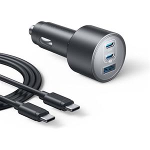 Anker Caricabatterie da auto Anker, USB-C, 167.5W Max, 3-Porte Ultra-Compatto e rapido, Per MacBook Pro/Air, iPhone 15/14 / 13 serie, Samsung S24 / S23, iPad Pro, AirPods, e altro ancora