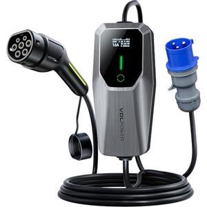 VDLPOWEREU Cavo Ricarica Auto Elettrica Tipo 2, 7.36 KW | 6-32A Colonnina Ricarica Auto Elettrica, 5M Monofase CEE 3 pin Caricatore EV con Corrente Regolabile da 6A/8A/10A/13A/16A/20A/32A, IEC 62196-2