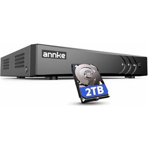 ANNKE 3K/5MP Lite DVR 8 Canali con AI Rilevamento Movimento e Hard Disk da 2 TB, CCTV DVR Video Sorveglianza per Analogico/CVBS/AHD/TVI/CVI/IP, Avviso e-mail con Immagini, Registrazione 24/7