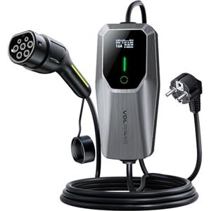 VDLPOWEREU Colonnina Ricarica Auto Elettrica, 3.6KW 5M Cavo Ricarica Auto Elettrica Tipo 2 con Spina Schuko, 6-16A Wall Caricabatterie EV Box, Terminale di Ricarica Monofase IP65 (IEC 62196-2)