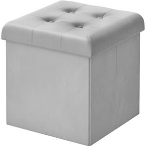 WOLTU Pouf Pieghevole, Scatola Portaoggetti con Seduta in Velluto, Pouf Contenitore per Soggiorno Camera da Letto Ingresso, Sgabello Ripiegabile,Grigio Chairo
