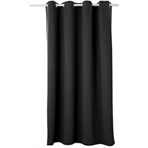 WOLTU Tenda Oscurante Opaca Termica Isolante per Finestre Soggiorno Tenda da Sole con Occhielli in Metallo Inossidabile per Camera da Letto 1 Pannello Nera 135x175cm