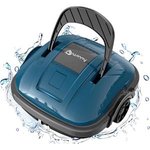WINNY POOL CLEANER Robot Piscina Fuori Terra per Piscina da 80m², Robottino Pulitore con Batteria Autonomia 100 Min | Robot Piscina Pulitore Senza Fili con Doppia Motricità ,Doppia Filtrazione e Parcheggio Autonomo