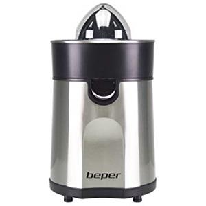 BEPER P102EST001 Spremiagrumi Elettrico con Corpo in Acciaio - Spremiagrumi con Beccuccio Antisgocciolamento, Due Coni Inclusi
