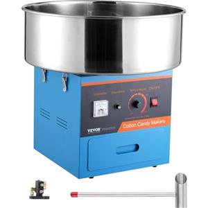 VEVOR Macchina Zucchero Filato Elettrica 1000 W Macchina Zucchero Filato Commerciale, con Ciotola in Acciaio Inossidabile, Paletta per Zucchero, Cassetto, per Compleanno di Bambini, Feste in Famiglia