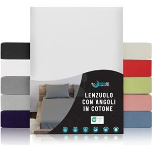 Dreamzie Lenzuolo Con Angoli Cotone - 180x200 - Oeko Tex certificato - Bianco - Lenzuolo con Angoli Matrimoniale 180x200