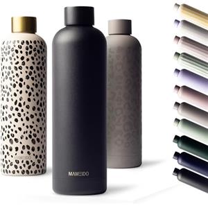 MAMEIDO Borraccia termica 500 ml, Borracce termiche anti-perdita, thermo bottle acciaio inox senza BPA, bottiglia termica (Rich Black)
