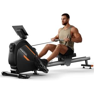 UMAY Vogatore per Casa, Vogatore Magnetico con 16 Livelli di Resistenza, Rowing Machine con Binario di Scorrimento Esteso da 126 cm, Silenzioso, Capacità di Peso 160KG