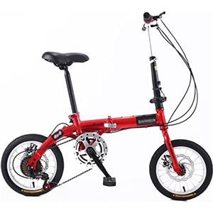 ZLYJ Bicicletta Pieghevole 14/16 Pollici - Telaio Anteriore E Posteriore in Acciaio Carbonio, Velocità Variabile, Super Leggera per Adulti E Studenti - B,14inch