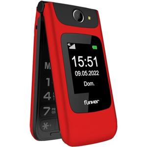 Funker C200 Comfort 4G - Telefono cellulare 4G Volte di coperchio per anziani, pulsanti e tasti grandi, facile da usare, pulsante SOS, USB-C, 3 memorie dirette, batteria 1000 mAh (rosso)