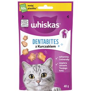 Whiskas Dentabites 40g - Snack per Gatti con Pollo per la Salute Dentale