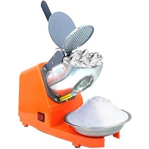 NICCOO Tritaghiaccio Elettrico 300W, Tritaghiaccio a Doppia Lama, ritaghiaccio Elettrico Professionale con Ciotola in Acciaio Inossidabile, Acciaio Inossidabile, per Bar e Ristoranti(Arancia)
