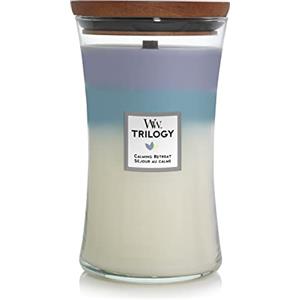 Woodwick Hourglass Trilogy Candela Profumata Grande con Stoppino Scoppiettante, Rifugio di Pace, Fino A 130 Ore, Cera, Multicolore, 10.2cm x 10.2cm x 17.8cm , 1 pezzo
