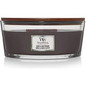 WoodWick Candela profumata Ellispe con stoppino crepitante | Legno e Sabbia (Sand & Driftwood) | Durata della fragranza: fino a 50 ore